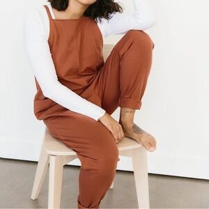 STORQ Rust Anytime Overalls in Cinnamon Maternity Jumpsuit Size Small